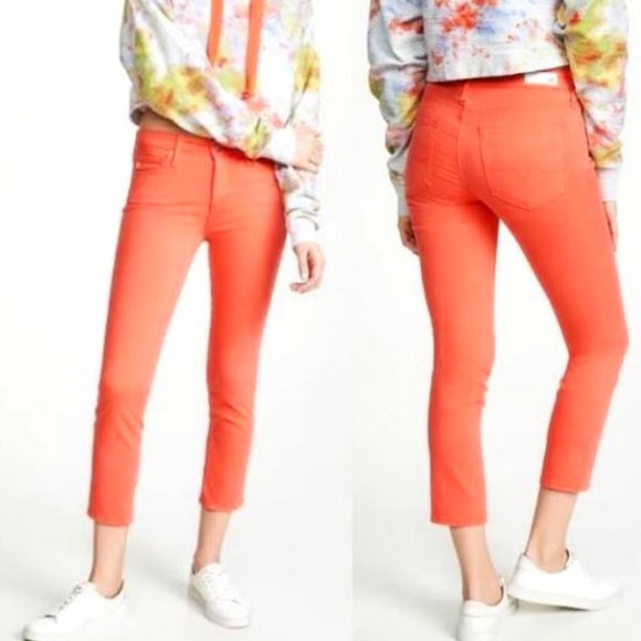 AG The Prima Crop Coral Mid-Rise Cigarette Pant 27 - Picture 1 of 7